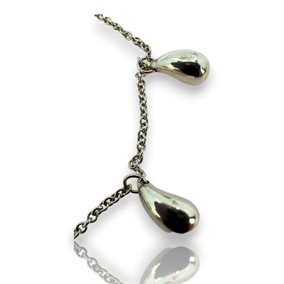 Tiffany & Co Peretti 5 Teardrop 925 Sterling Silver Charm Bracelet 7" - Picture 2 of 5